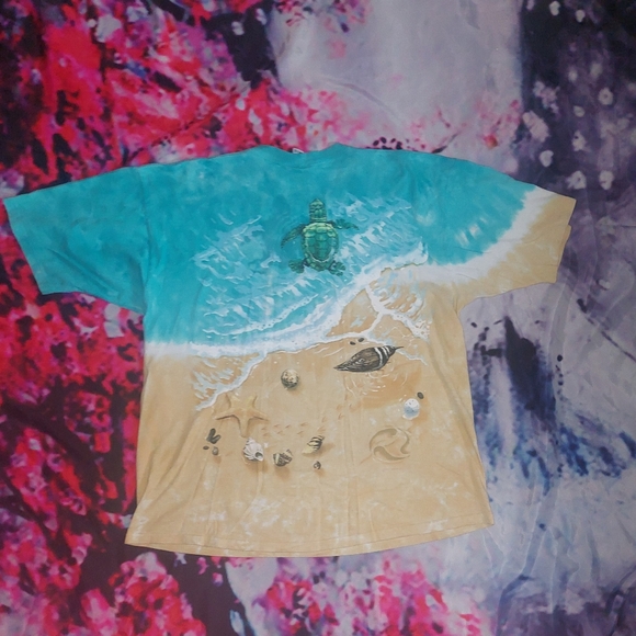'96 Liquid Blue Shirt XXL 1996 Turtle All over Print Tie Dye - Picture 2 of 8